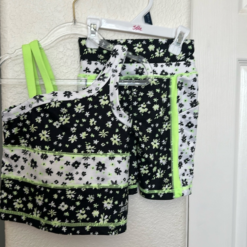 Justice matching biker short set